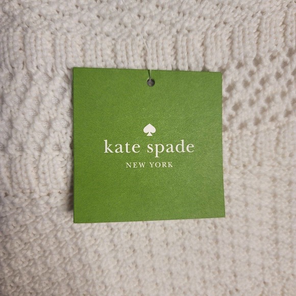 NWT $398 Kate Spade White Knit Breath of Air Fringe Knit Sheath Dress Size Small - Picture 7 of 8